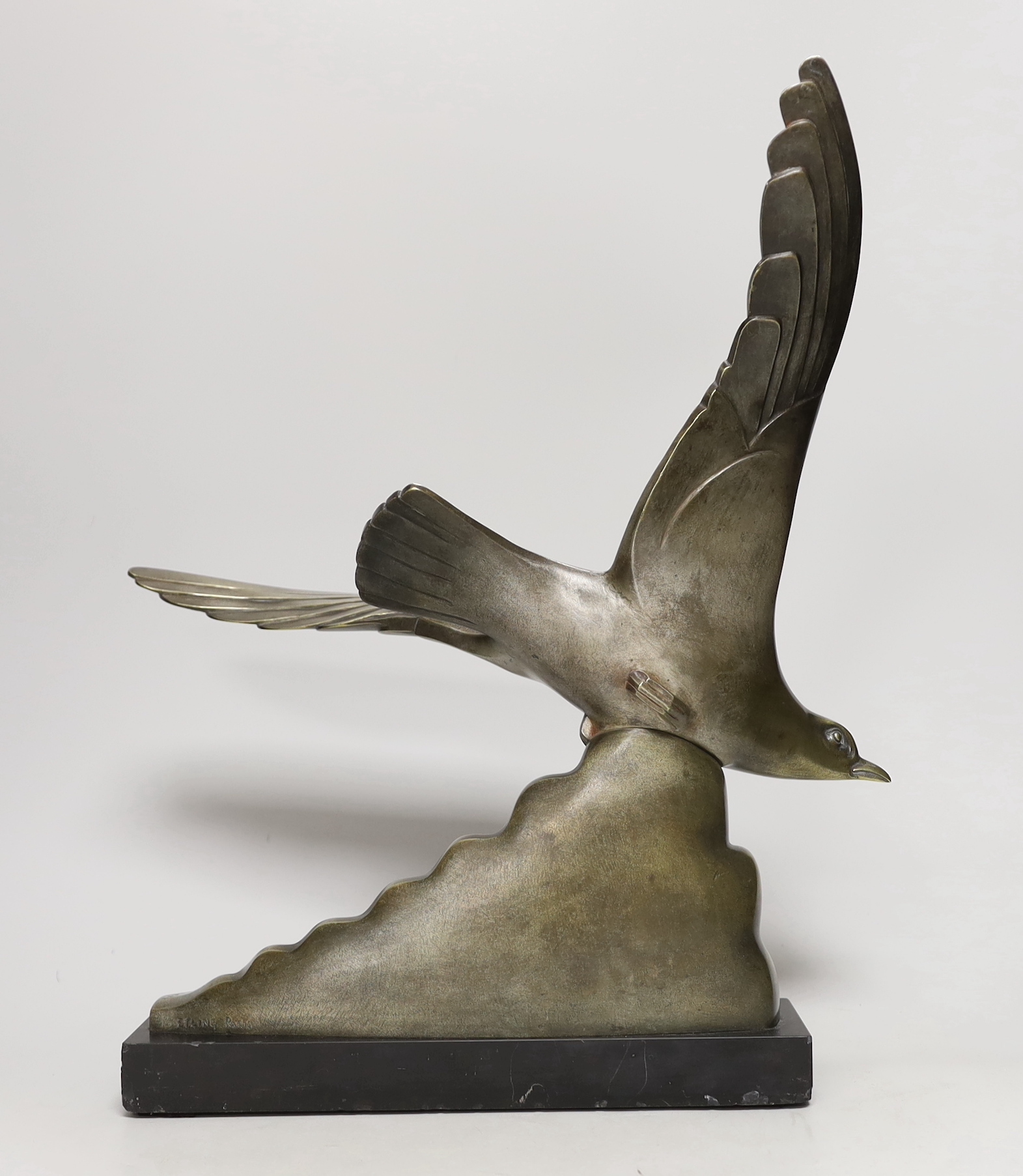 A French Art Deco bronze seabird signed Kelety, by Etling Paris